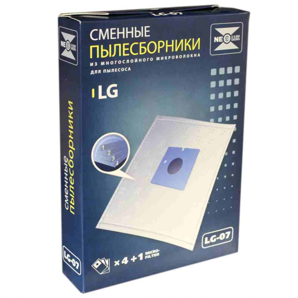 Комплект мешков LG-07 для пылесосов LG, с микрофильтром, v1035 Комплект мешков LG-07 для пылесосов LG, с микрофильтром, v1035